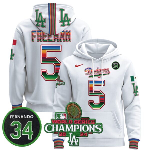Men's Dodgers Mexico 2024 World Series Champions Pullover Hoodie V2 - All Stitched - Image 3