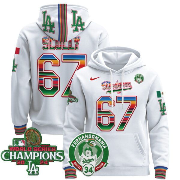 Men's Men's Dodgers Mexico 2024 World Series Champions Pullover Hoodie V3 - All Stitched - Image 6