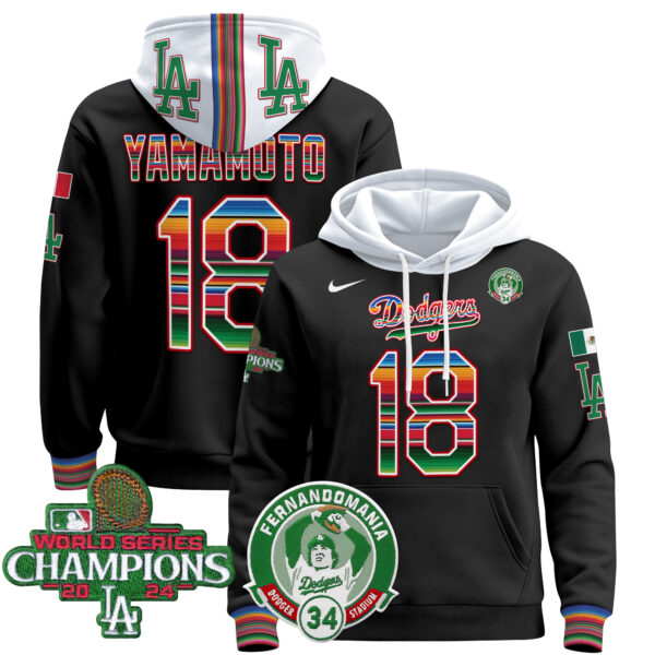 Men's Men's Dodgers Mexico 2024 World Series Champions Pullover Hoodie V3 - All Stitched - Image 28