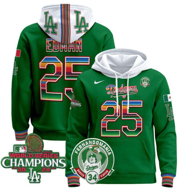 Men's Men's Dodgers Mexico 2024 World Series Champions Pullover Hoodie V3 - All Stitched - Image 39