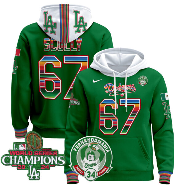 Men's Men's Dodgers Mexico 2024 World Series Champions Pullover Hoodie V3 - All Stitched - Image 36