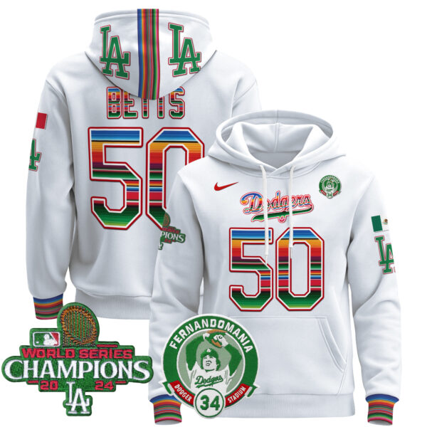 Men's Men's Dodgers Mexico 2024 World Series Champions Pullover Hoodie V3 - All Stitched - Image 4