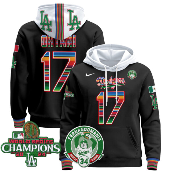 Men's Men's Dodgers Mexico 2024 World Series Champions Pullover Hoodie V3 - All Stitched - Image 22