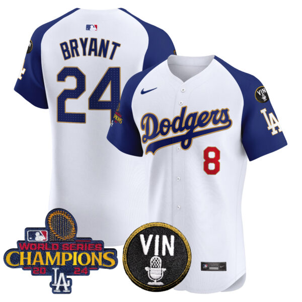 Men's Dodgers 2024 World Series Champions Gold Trim Vapor Premier Elite Jersey - All Stitched - Image 45