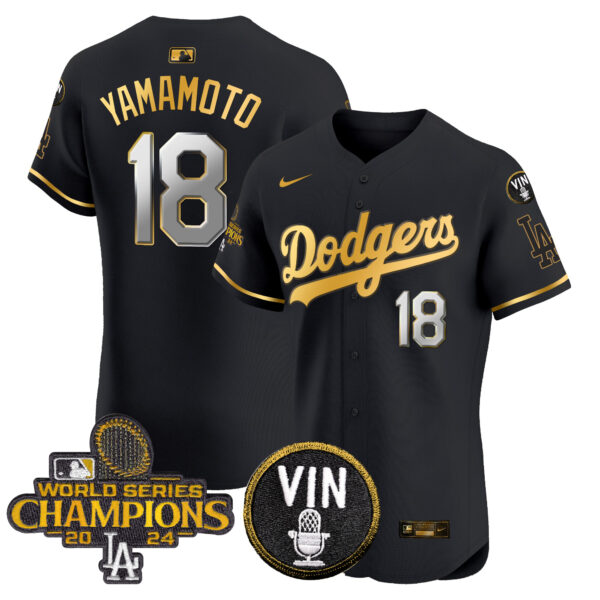 Men's Dodgers 2024 World Series Champions Gold Trim Vapor Premier Elite Jersey - All Stitched - Image 8
