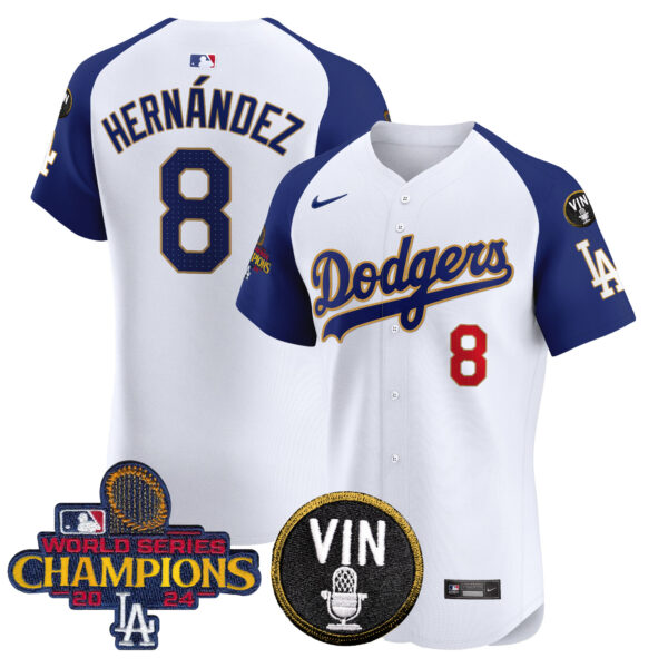 Men's Dodgers 2024 World Series Champions Gold Trim Vapor Premier Elite Jersey - All Stitched - Image 47
