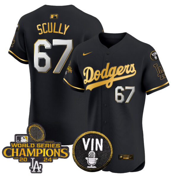 Men's Dodgers 2024 World Series Champions Gold Trim Vapor Premier Elite Jersey - All Stitched - Image 6