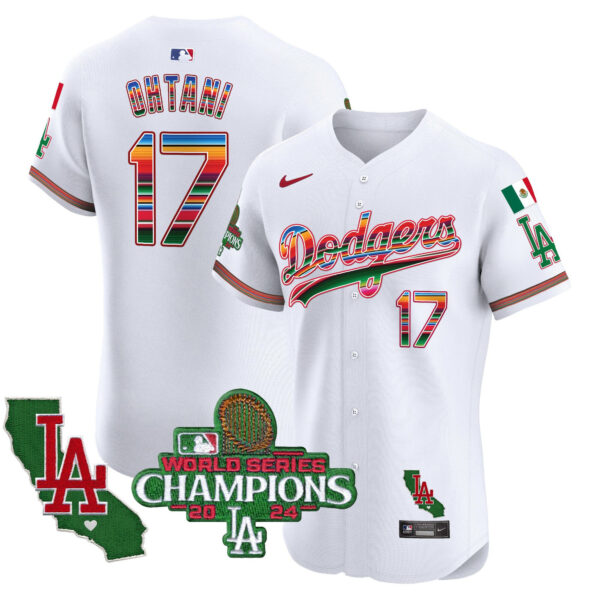 Men's Dodgers Mexico 2024 World Series Champions Vapor Premier Elite Jersey - All Stitched - Image 2