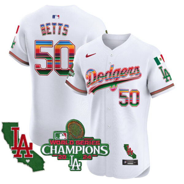 Men's Dodgers Mexico 2024 World Series Champions Vapor Premier Elite Jersey - All Stitched - Image 4