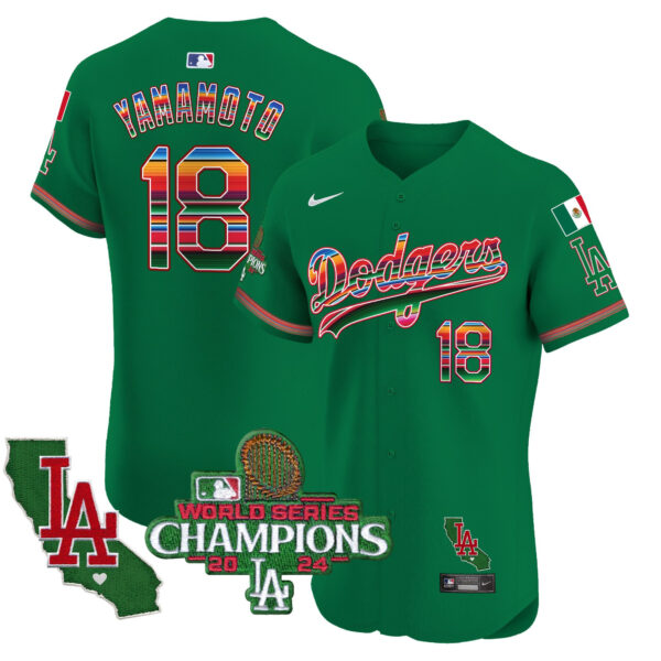 Men's Dodgers Mexico 2024 World Series Champions Vapor Premier Elite Jersey - All Stitched - Image 48