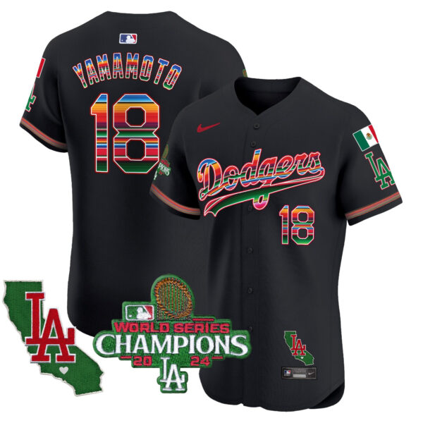 Men's Dodgers Mexico 2024 World Series Champions Vapor Premier Elite Jersey - All Stitched - Image 28