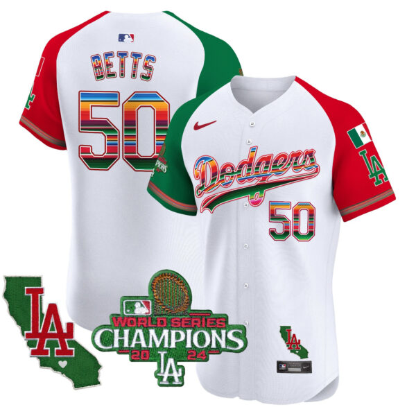 Men's Dodgers Mexico 2024 World Series Champions Vapor Premier Elite Jersey - All Stitched - Image 34