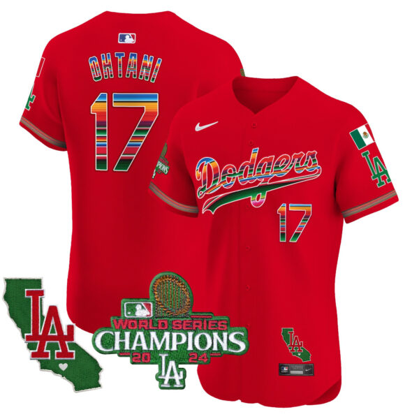 Men's Dodgers Mexico 2024 World Series Champions Vapor Premier Elite Jersey - All Stitched - Image 52