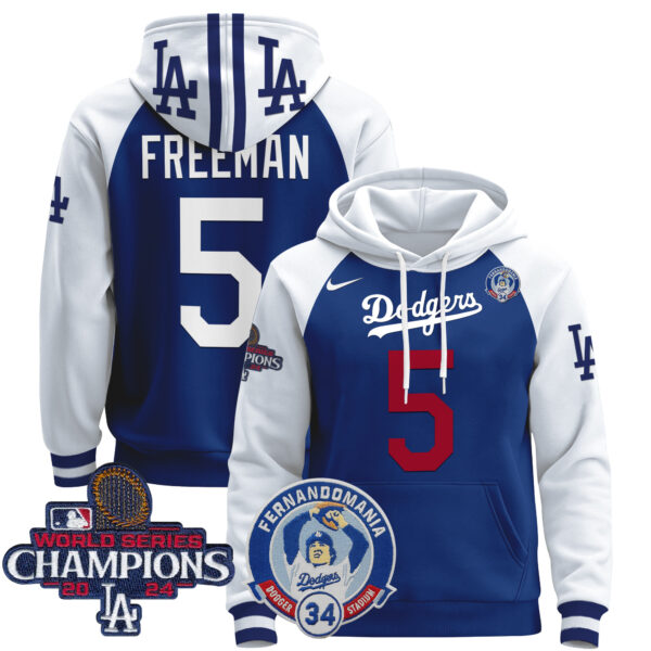 Men's Dodgers Fernando & 2024 World Series Champions Patch Pullover Hoodie - All Stitched - Image 33