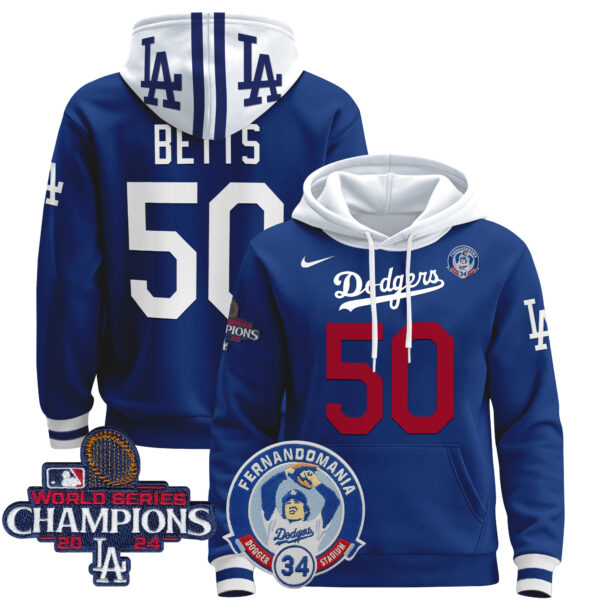 Men's Dodgers Fernando & 2024 World Series Champions Patch Pullover Hoodie - All Stitched - Image 14