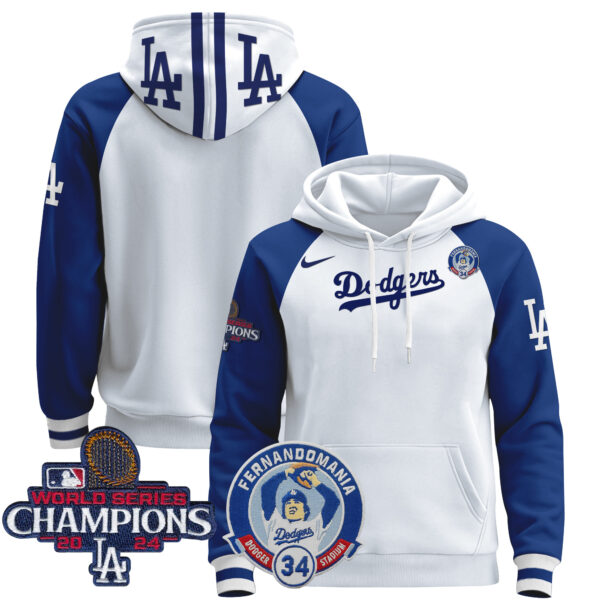 Men's Dodgers Fernando & 2024 World Series Champions Patch Pullover Hoodie - All Stitched - Image 30