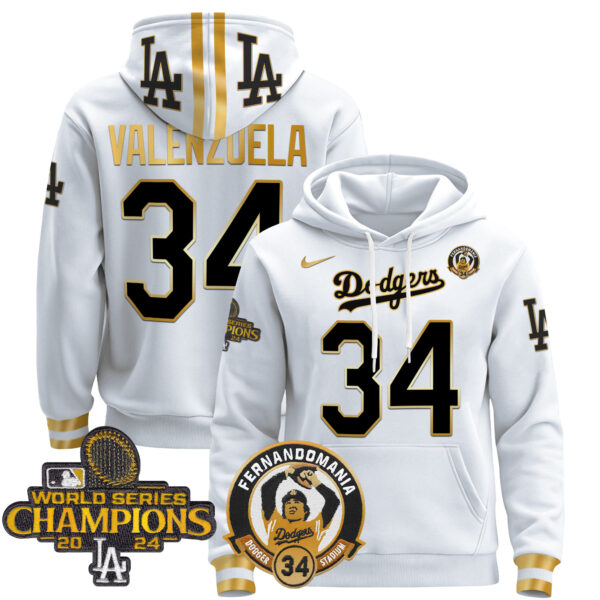 Men's Dodgers Fernando & 2024 World Series Champions Patch Pullover Hoodie - All Stitched - Image 51