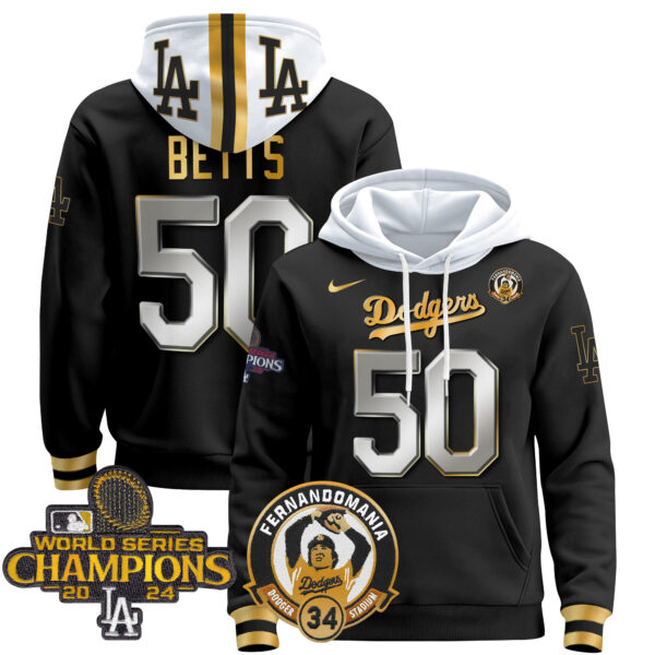 Men's Dodgers Fernando & 2024 World Series Champions Patch Pullover Hoodie - All Stitched - Image 44