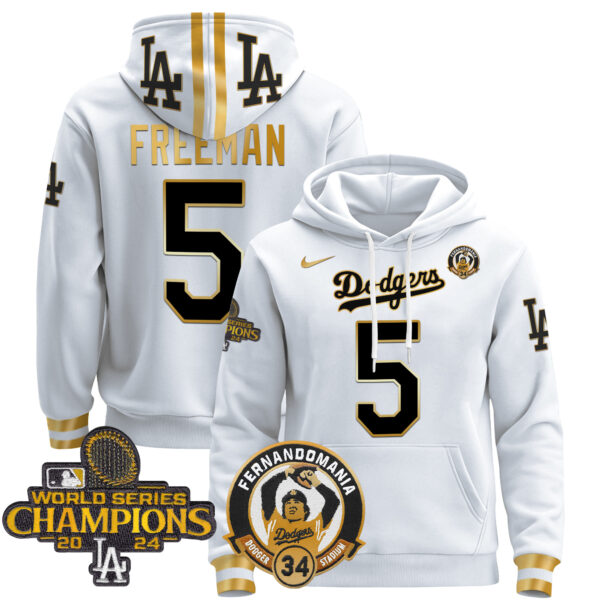 Men's Dodgers Fernando & 2024 World Series Champions Patch Pullover Hoodie - All Stitched - Image 53