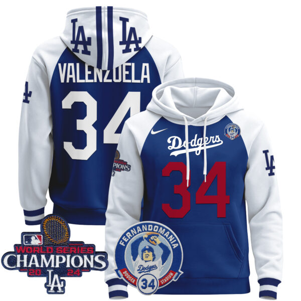 Men's Dodgers Fernando & 2024 World Series Champions Patch Pullover Hoodie - All Stitched - Image 31