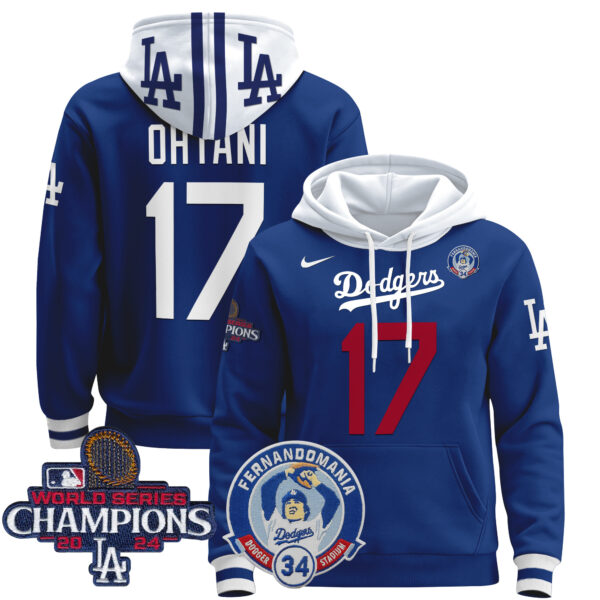 Men's Dodgers Fernando & 2024 World Series Champions Patch Pullover Hoodie - All Stitched - Image 12