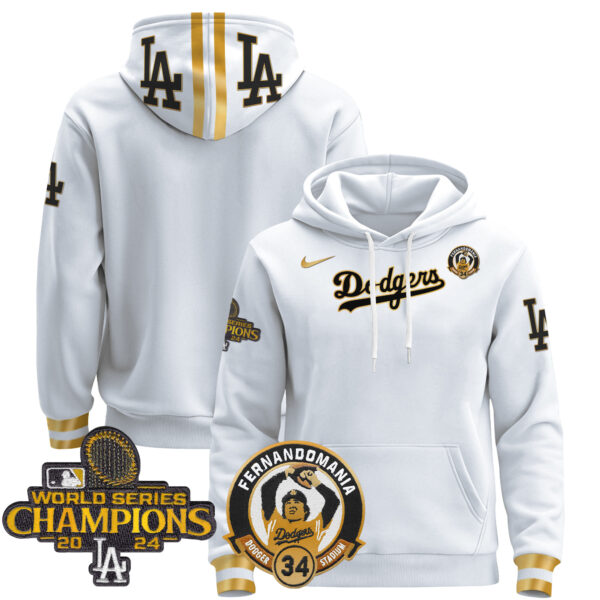 Men's Dodgers Fernando & 2024 World Series Champions Patch Pullover Hoodie - All Stitched - Image 60