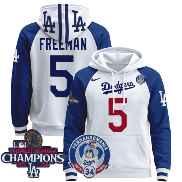 Men's Dodgers Fernando & 2024 World Series Champions Patch Pullover Hoodie - All Stitched - Image 23