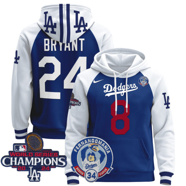 Men's Dodgers Fernando & 2024 World Series Champions Patch Pullover Hoodie - All Stitched - Image 35