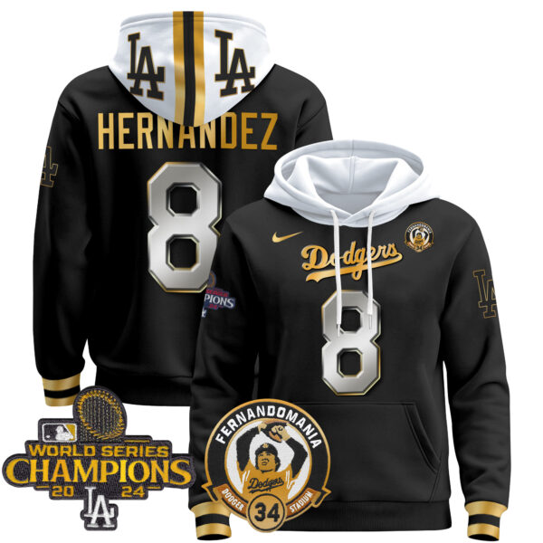 Men's Dodgers Fernando & 2024 World Series Champions Patch Pullover Hoodie - All Stitched - Image 47