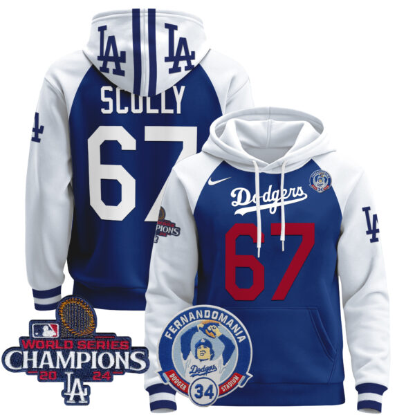 Men's Dodgers Fernando & 2024 World Series Champions Patch Pullover Hoodie - All Stitched - Image 36
