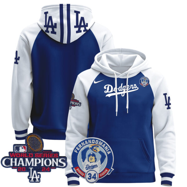 Men's Dodgers Fernando & 2024 World Series Champions Patch Pullover Hoodie - All Stitched - Image 40
