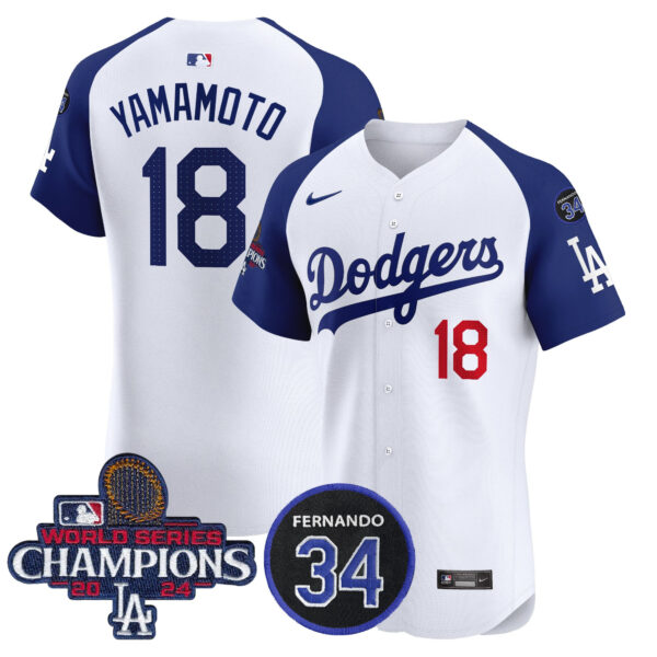 Men's Dodgers 2024 World Series Champions Patch Vapor Premier Elite Jersey V2 - All Stitched - Image 28