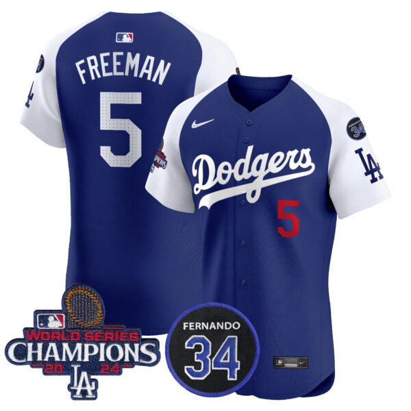 Men's Dodgers 2024 World Series Champions Patch Vapor Premier Elite Jersey V2 - All Stitched - Image 33