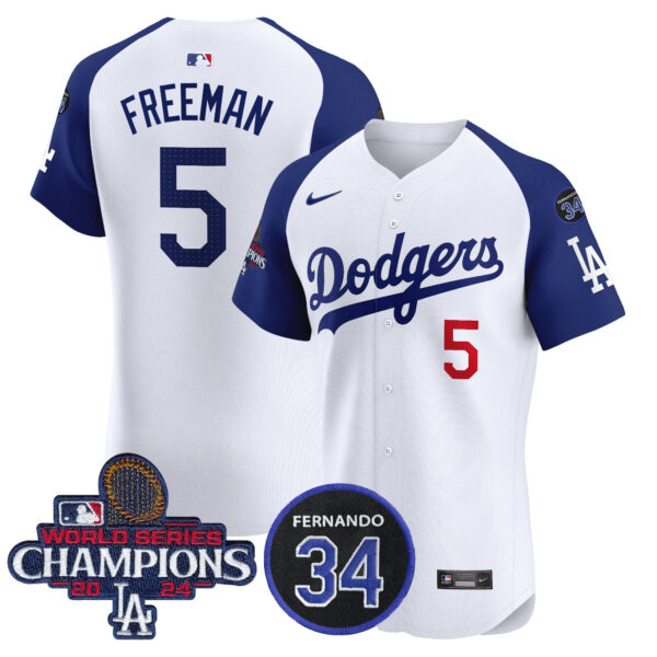 Men's Dodgers 2024 World Series Champions Patch Vapor Premier Elite Jersey V2 - All Stitched - Image 23