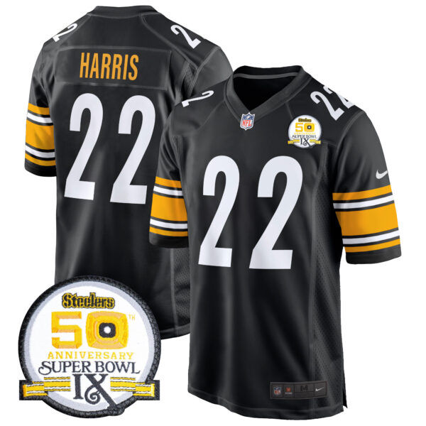 Men's Steelers 50th Anniversary Of Super Bowl IX Patch Game Jersey - All Stitched - Image 22