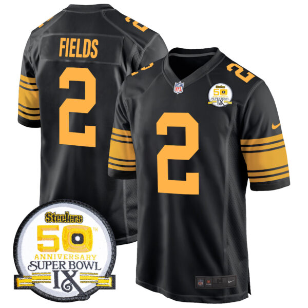 Men's Steelers 50th Anniversary Of Super Bowl IX Patch Game Jersey - All Stitched - Image 46
