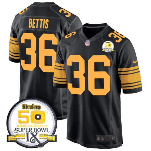 Men's Steelers 50th Anniversary Of Super Bowl IX Patch Game Jersey - All Stitched - Image 53