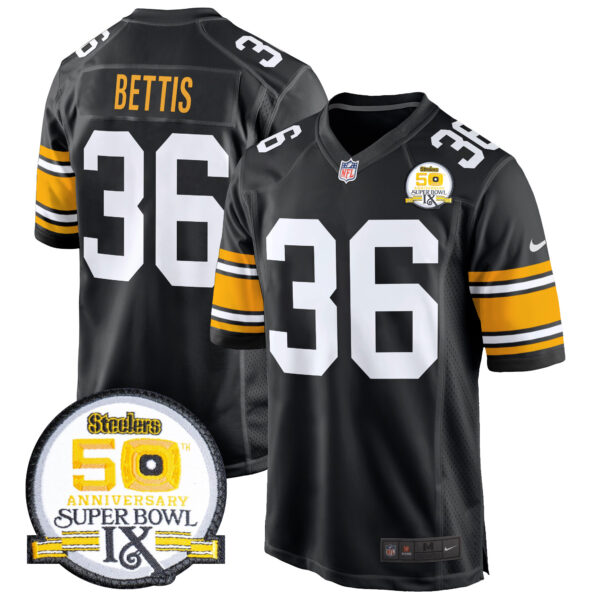 Men's Steelers 50th Anniversary Of Super Bowl IX Patch Game Jersey - All Stitched - Image 8