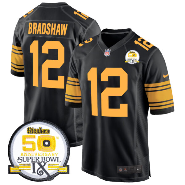 Men's Steelers 50th Anniversary Of Super Bowl IX Patch Game Jersey - All Stitched - Image 51