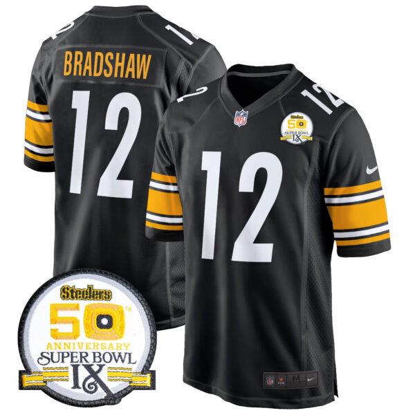 Men's Steelers 50th Anniversary Of Super Bowl IX Patch Game Jersey - All Stitched - Image 24