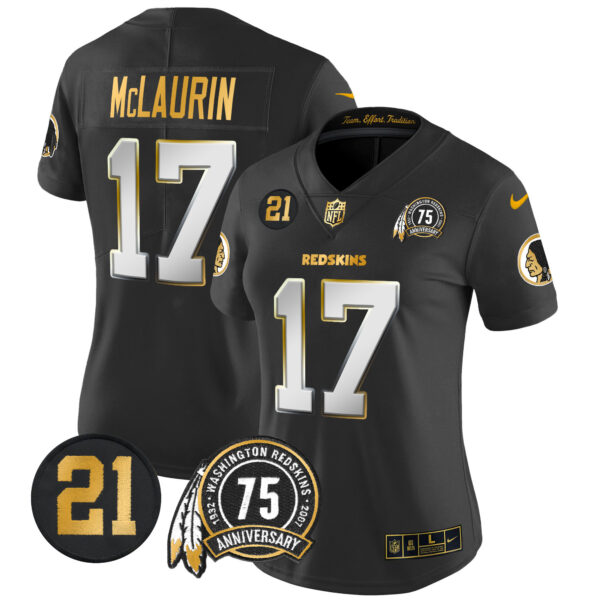 Women's Washington Redskins 75th & Sean Taylor Patch Gold Vapor Limited Jersey - All Stitched - Image 30