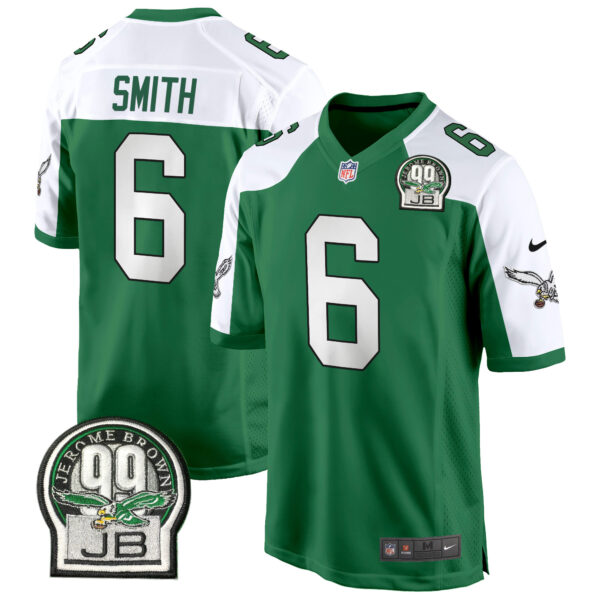 Men's Eagles Jerome Brown Patch Kelly Green Game Jersey - All Stitched - Image 13