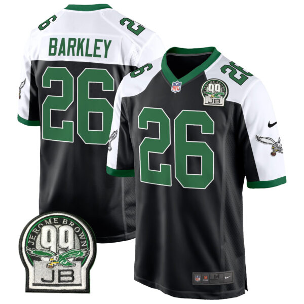 Men's Eagles Jerome Brown Patch Kelly Green Game Jersey - All Stitched