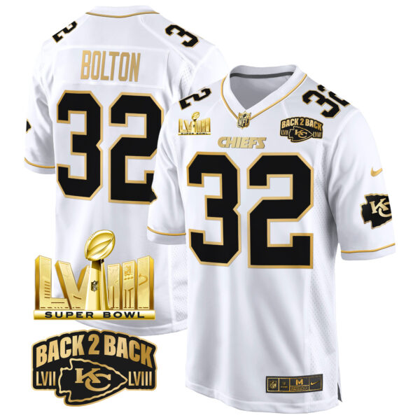 Men's Chiefs Super Bowl LVIII & Back 2 Back Gold Game Jersey - All Stitched - Image 22