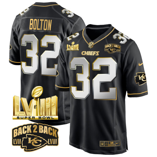 Men's Chiefs Super Bowl LVIII & Back 2 Back Gold Game Jersey - All Stitched - Image 6
