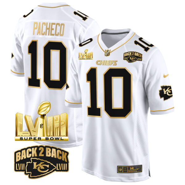 Men's Chiefs Super Bowl LVIII & Back 2 Back Gold Game Jersey - All Stitched - Image 20