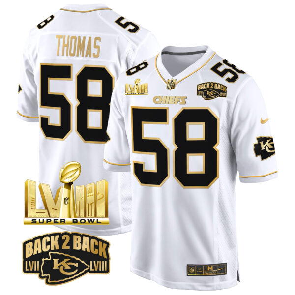Men's Chiefs Super Bowl LVIII & Back 2 Back Gold Game Jersey - All Stitched - Image 19