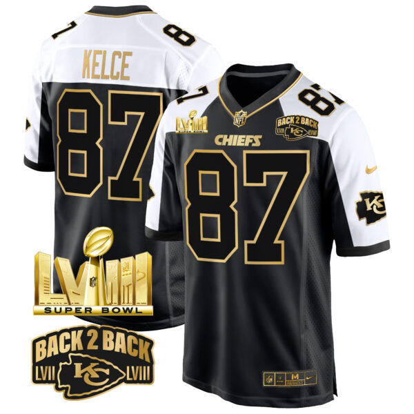 Men's Chiefs Super Bowl LVIII & Back 2 Back Gold Game Jersey - All Stitched - Image 26