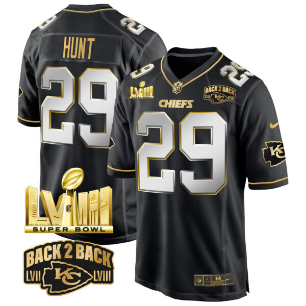 Men's Chiefs Super Bowl LVIII & Back 2 Back Gold Game Jersey - All Stitched - Image 8