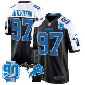 Men's Detroit Lions 2024 Michigan & 90th Year Patch Game Jersey - All Stitched